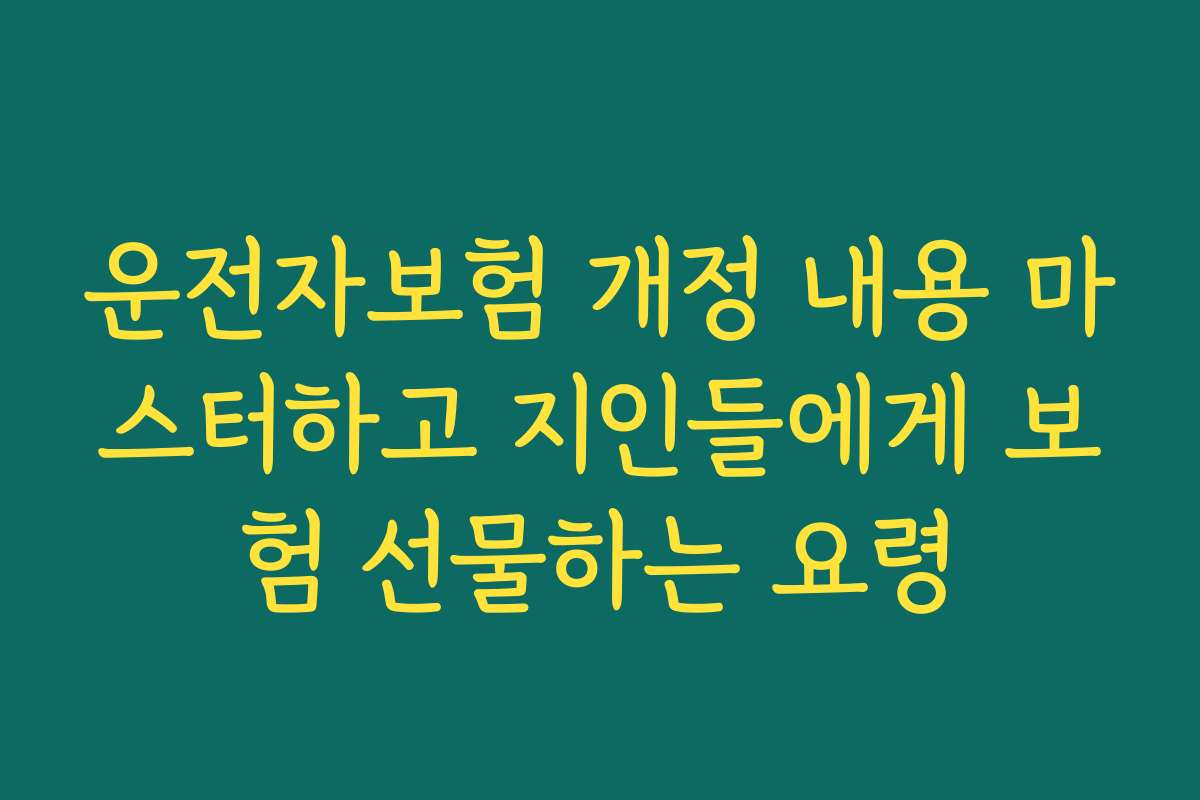 운전자보험 개정 내용 마스터하고 지인들에게 보험 선물하는 요령