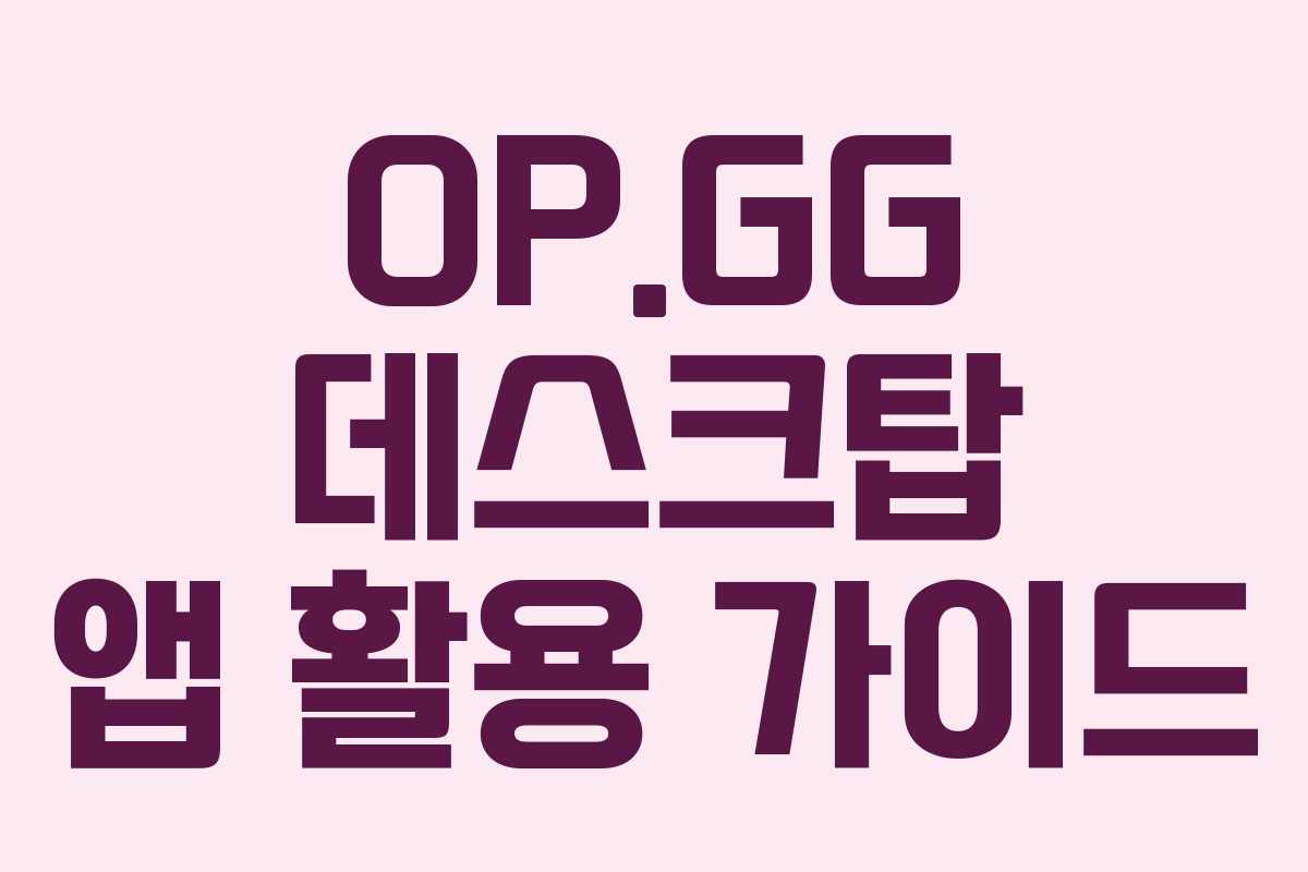 OP.GG 데스크탑 앱 활용 가이드