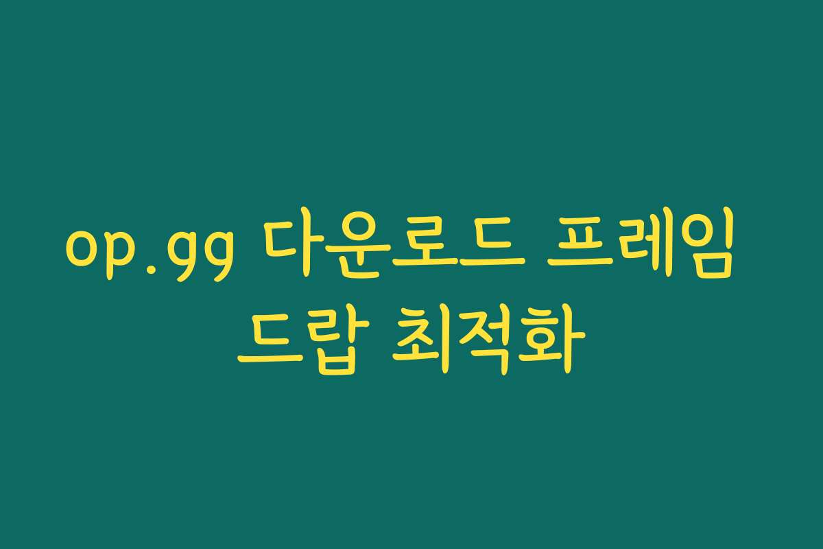 op.gg 다운로드 프레임 드랍 최적화