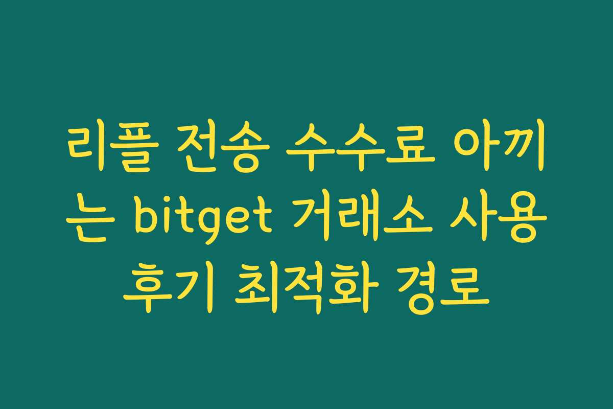 리플 전송 수수료 아끼는 bitget 거래소 사용후기 최적화 경로
