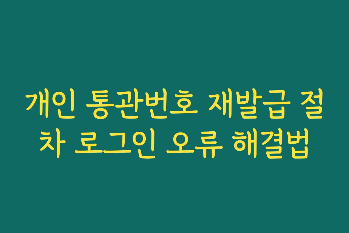 개인 통관번호 재발급 절차 로그인 오류 해결법
