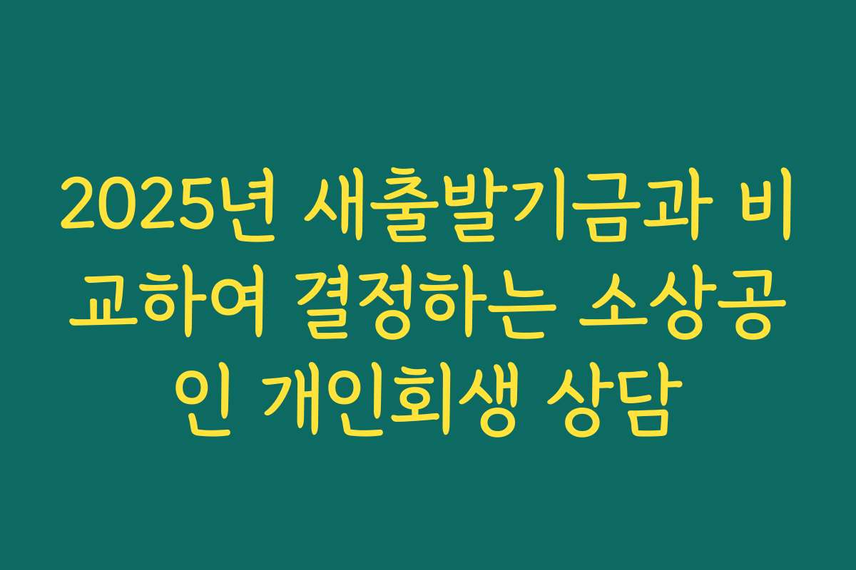 2025년 새출발기금과 비교하여 결정하는 소상공인 개인회생 상담