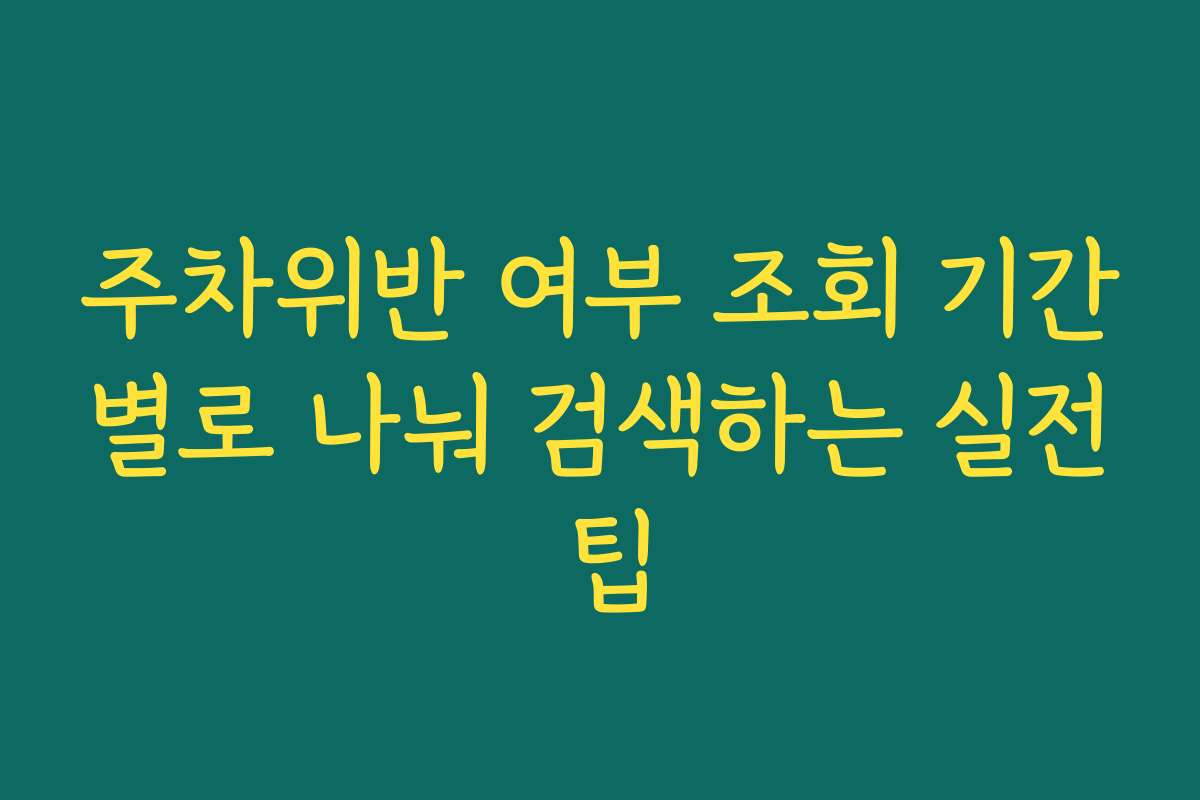 주차위반 여부 조회 기간별로 나눠 검색하는 실전 팁