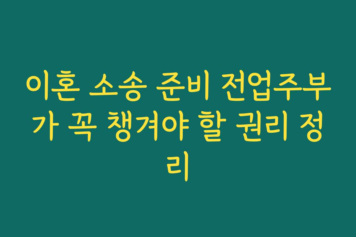 이혼 소송 준비 전업주부가 꼭 챙겨야 할 권리 정리