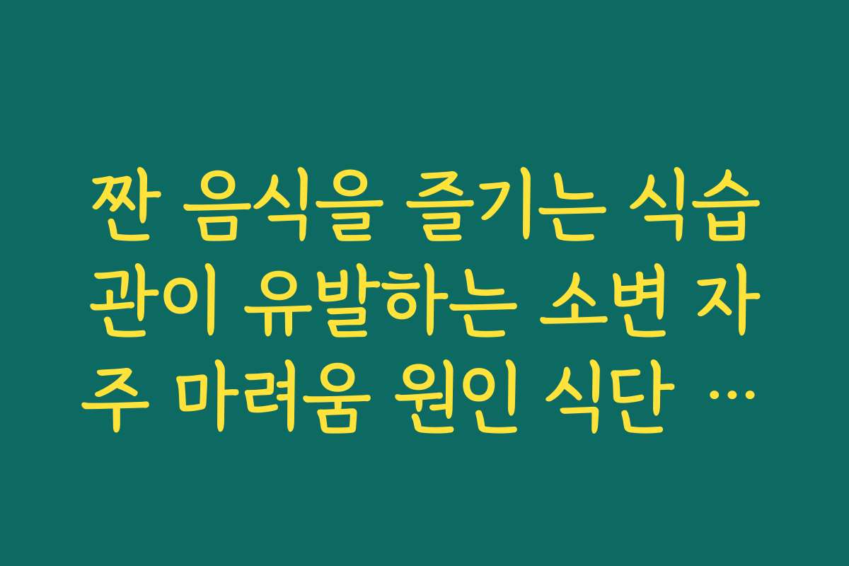 짠 음식을 즐기는 식습관이 유발하는 소변 자주 마려움 원인 식단 처방