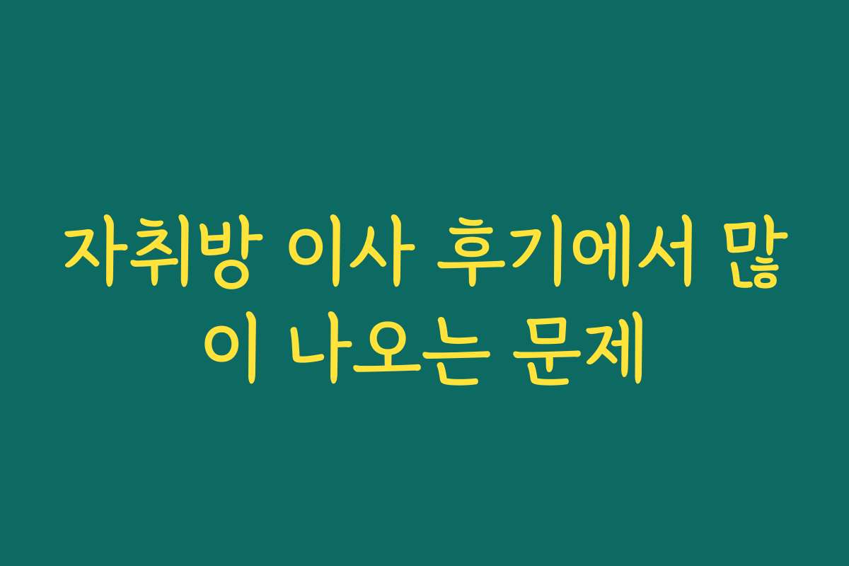 자취방 이사 후기에서 많이 나오는 문제