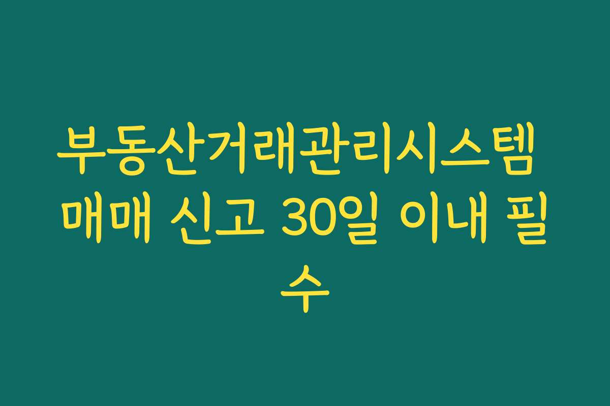 부동산거래관리시스템 매매 신고 30일 이내 필수