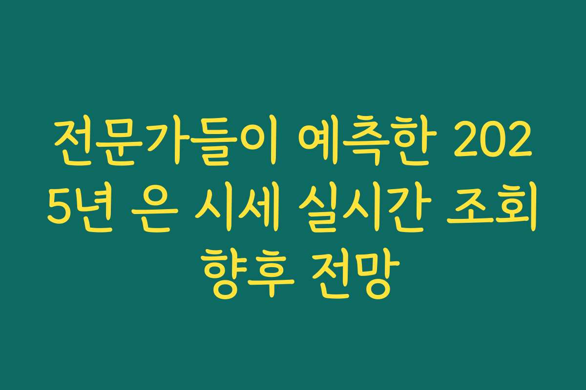 전문가들이 예측한 2025년 은 시세 실시간 조회 향후 전망