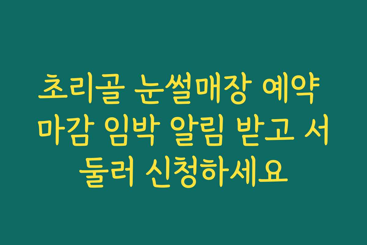 초리골 눈썰매장 예약 마감 임박 알림 받고 서둘러 신청하세요