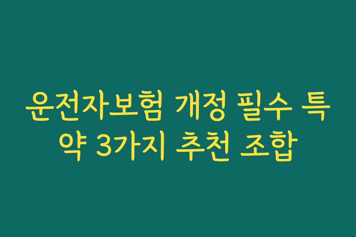 운전자보험 개정 필수 특약 3가지 추천 조합