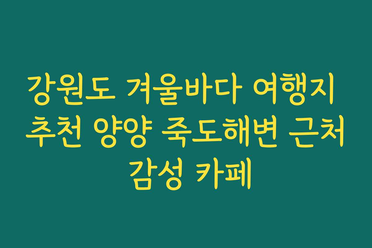 강원도 겨울바다 여행지 추천 양양 죽도해변 근처 감성 카페