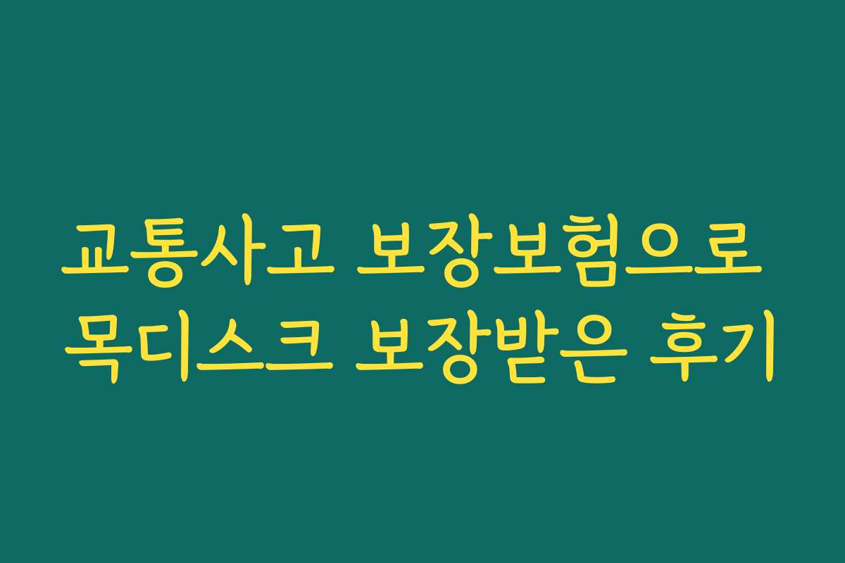 교통사고 보장보험으로 목디스크 보장받은 후기