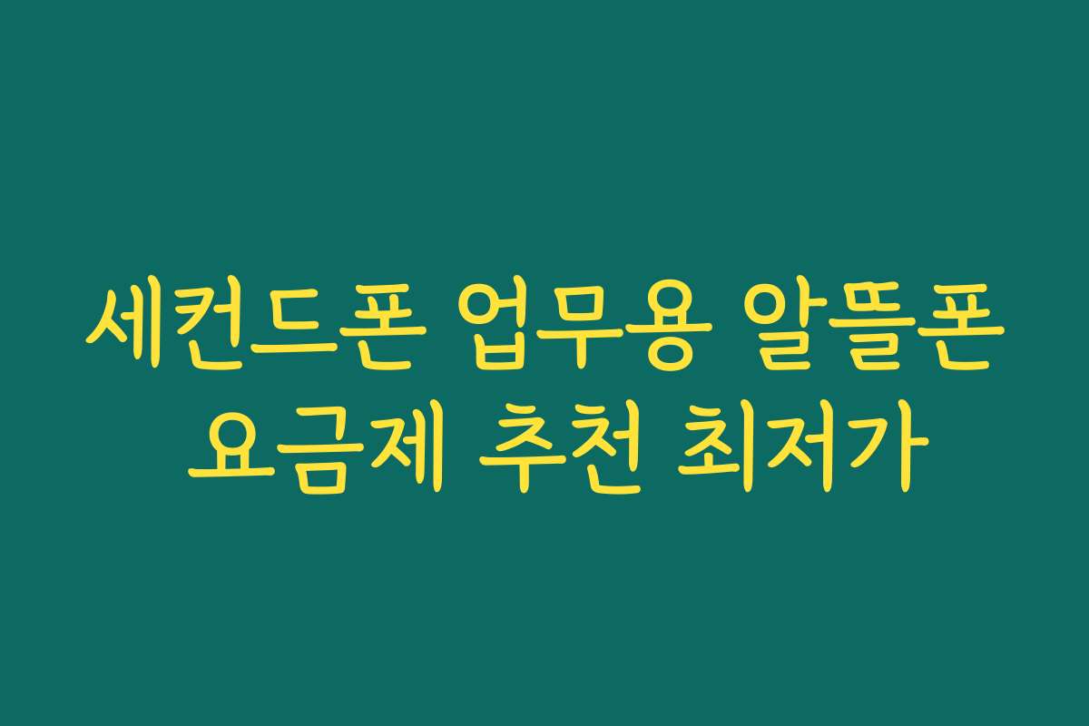 세컨드폰 업무용 알뜰폰 요금제 추천 최저가