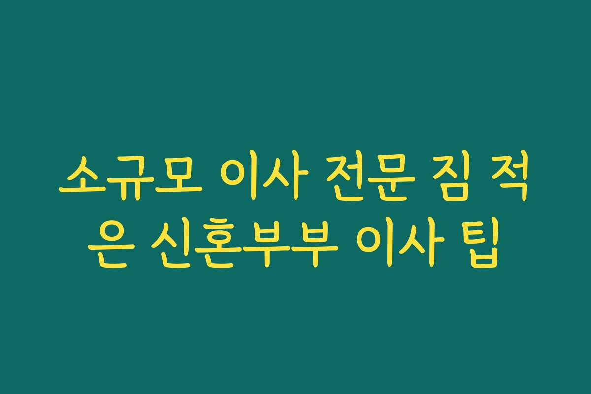 소규모 이사 전문 짐 적은 신혼부부 이사 팁
