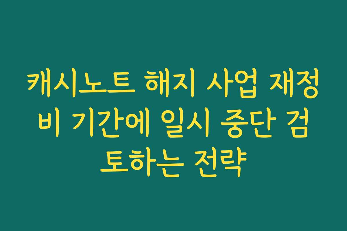 캐시노트 해지 사업 재정비 기간에 일시 중단 검토하는 전략