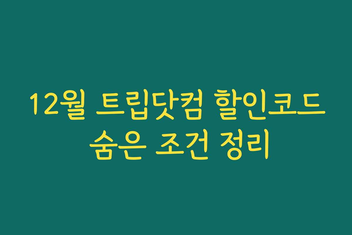 12월 트립닷컴 할인코드 숨은 조건 정리