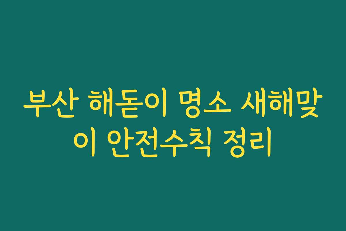 부산 해돋이 명소 새해맞이 안전수칙 정리
