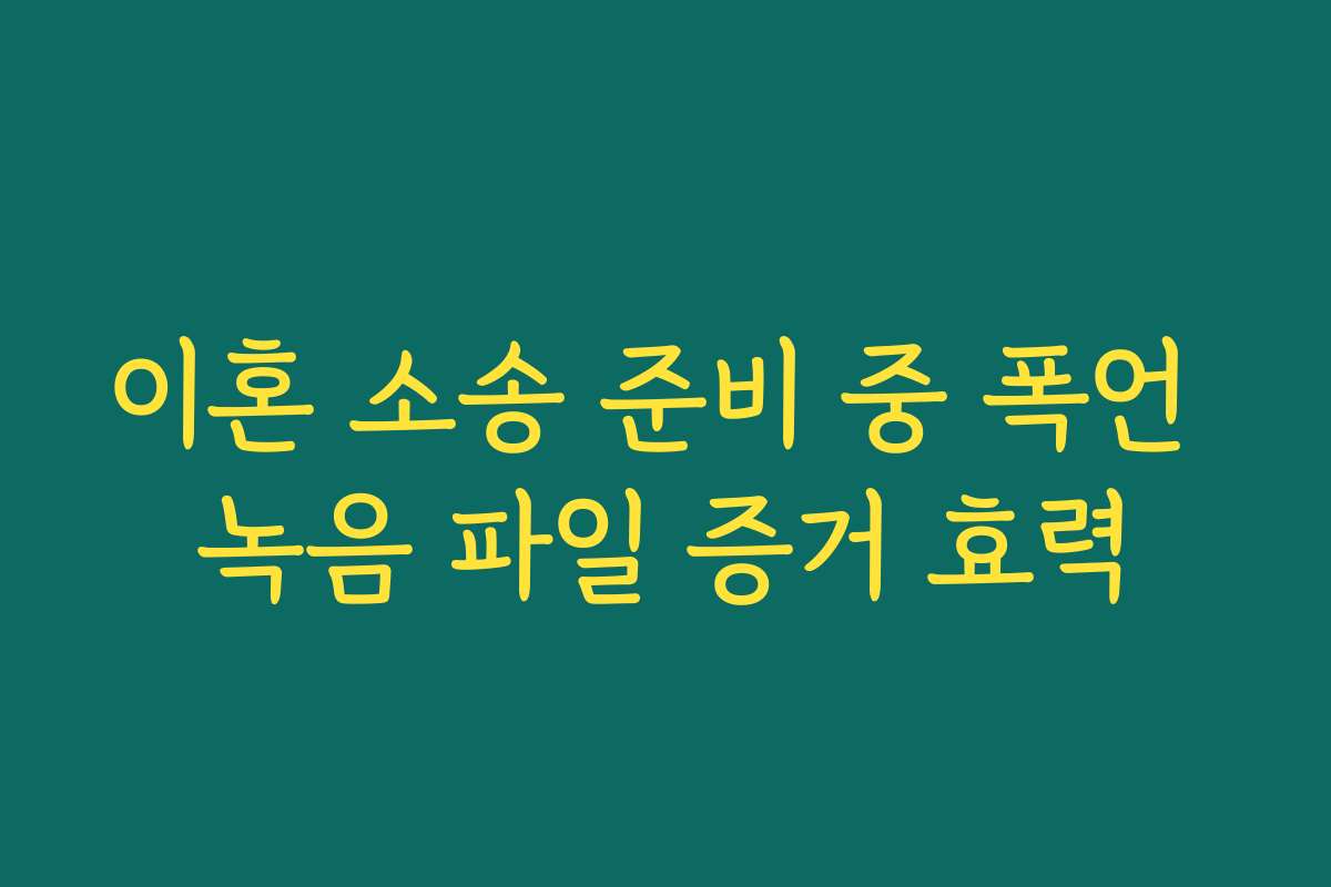 이혼 소송 준비 중 폭언 녹음 파일 증거 효력