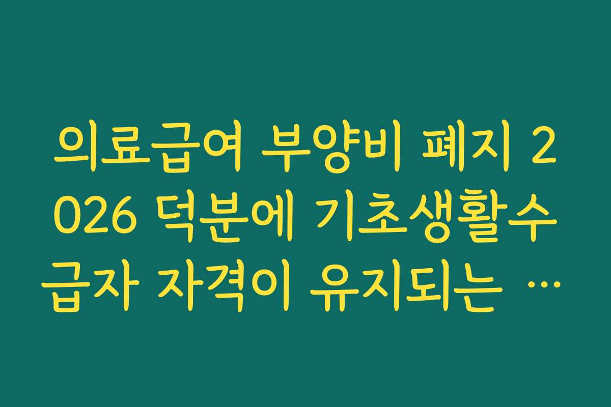 의료급여 부양비 폐지 2026 덕분에 기초생활수급자 자격이 유지되는 비결