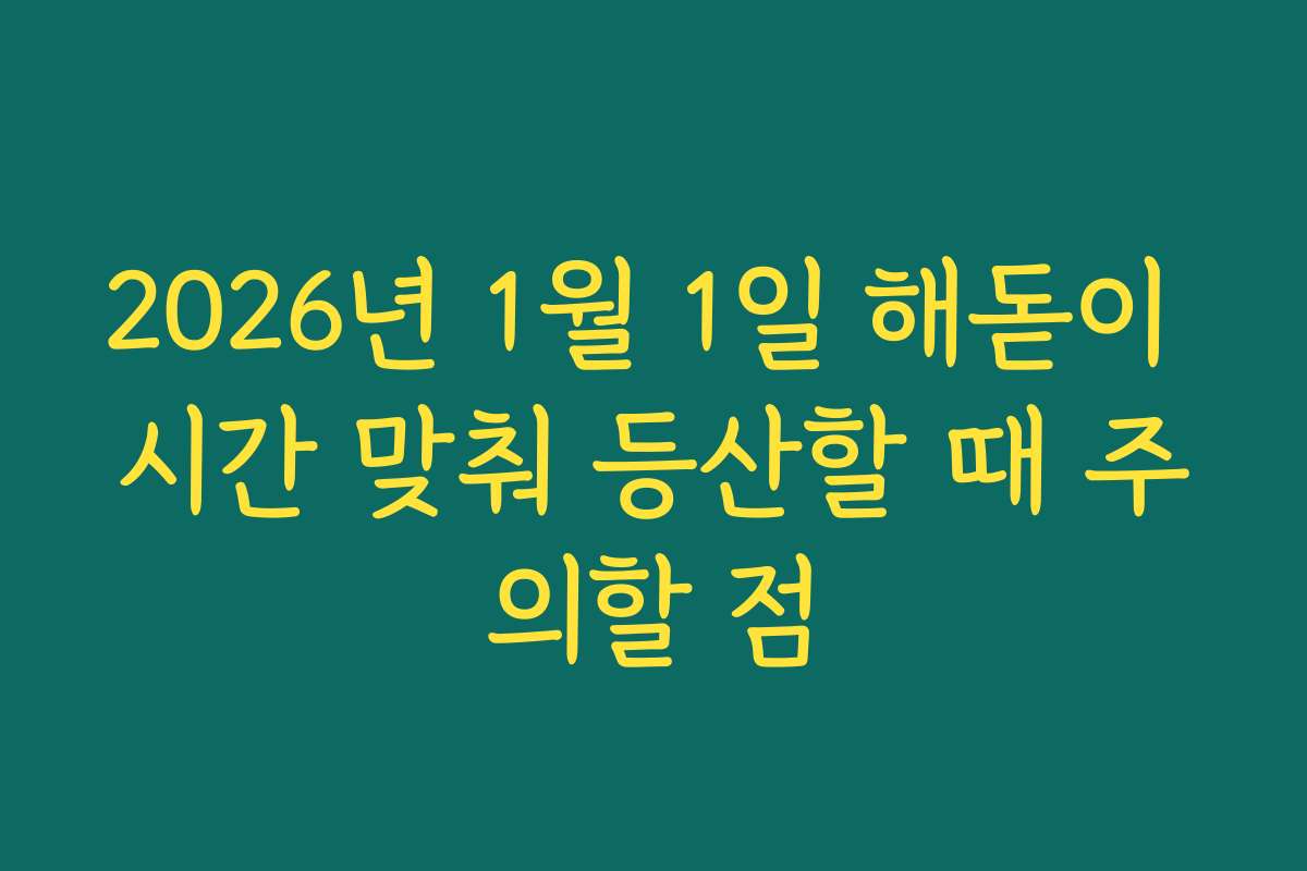 2026년 1월 1일 해돋이 시간 맞춰 등산할 때 주의할 점