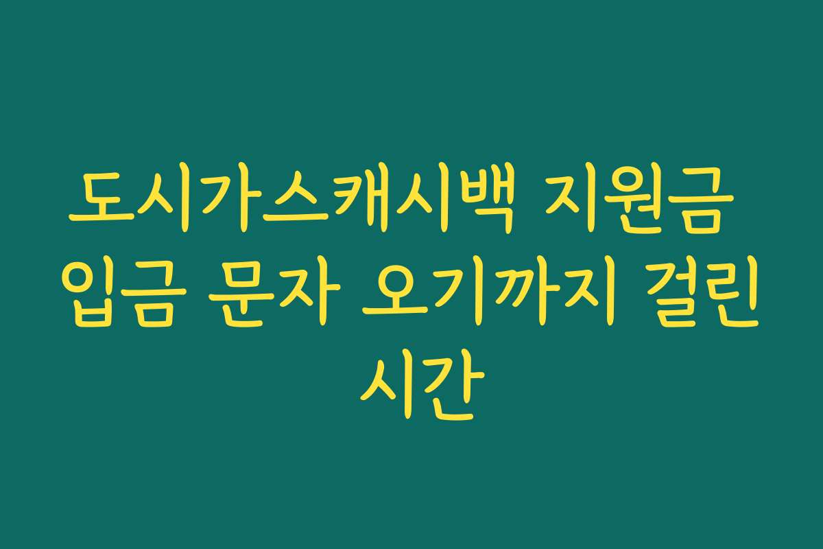 도시가스캐시백 지원금 입금 문자 오기까지 걸린 시간