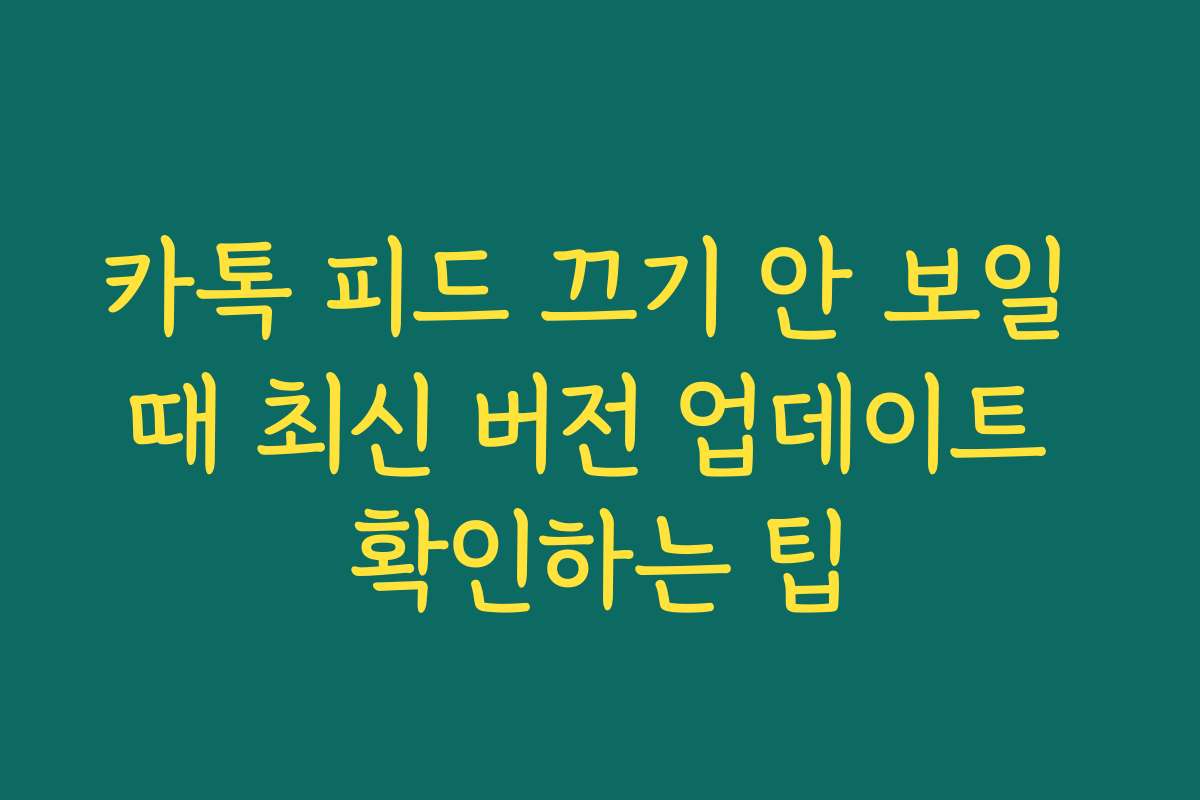카톡 피드 끄기 안 보일 때 최신 버전 업데이트 확인하는 팁