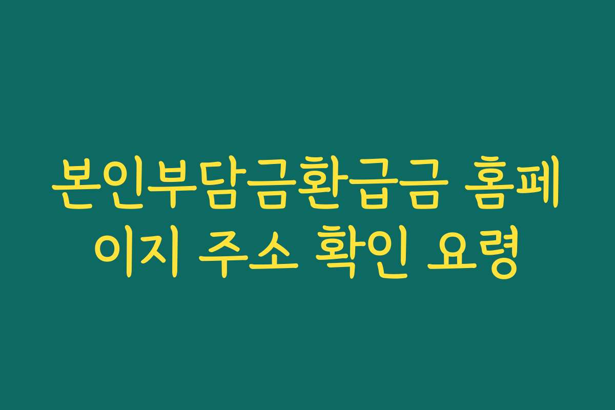본인부담금환급금 홈페이지 주소 확인 요령