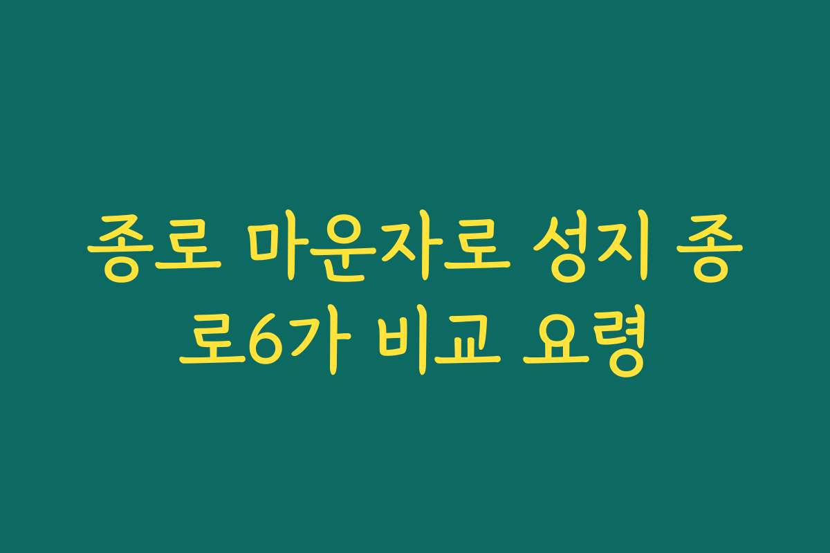 종로 마운자로 성지 종로6가 비교 요령