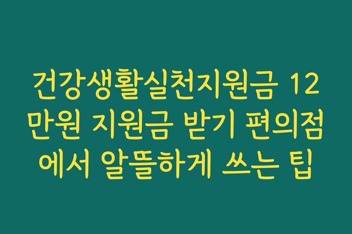 건강생활실천지원금 12만원 지원금 받기 편의점에서 알뜰하게 쓰는 팁
