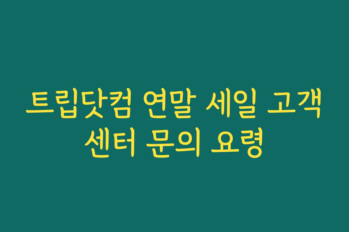 트립닷컴 연말 세일 고객센터 문의 요령