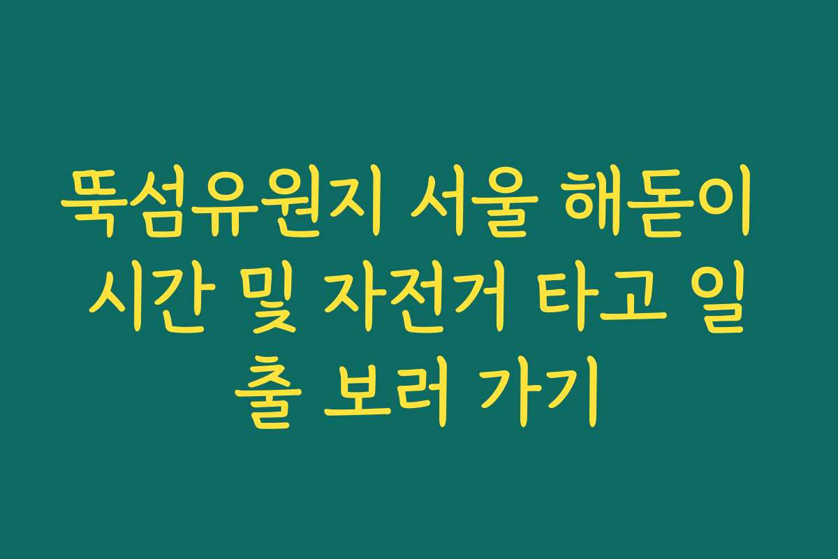 뚝섬유원지 서울 해돋이 시간 및 자전거 타고 일출 보러 가기