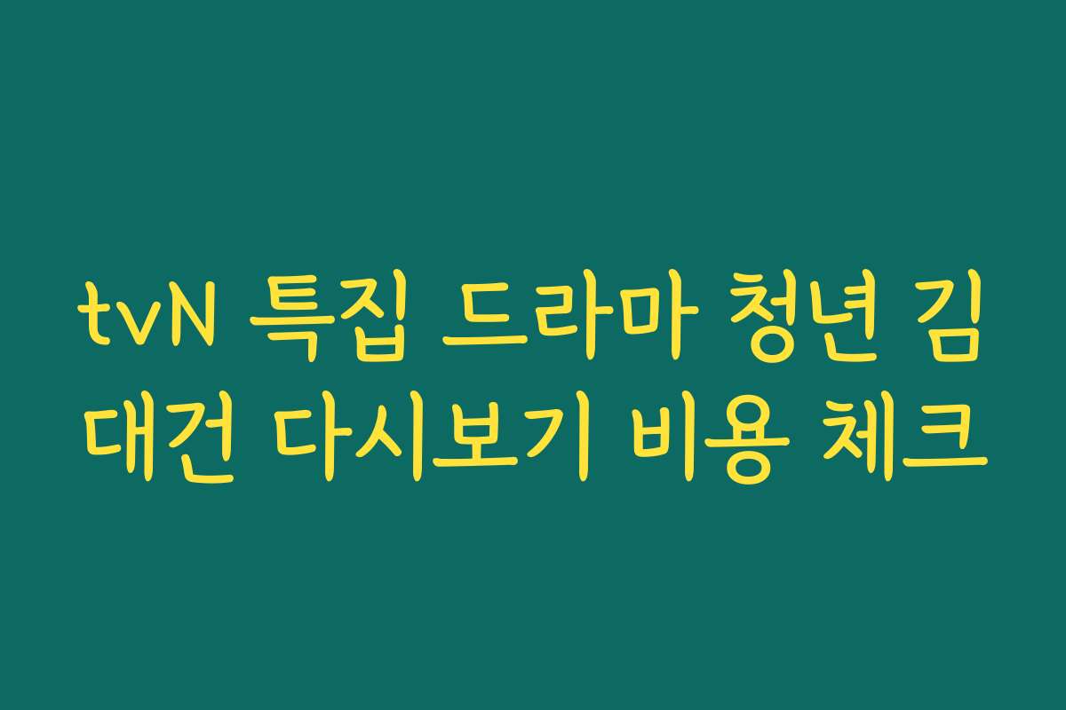 tvN 특집 드라마 청년 김대건 다시보기 비용 체크