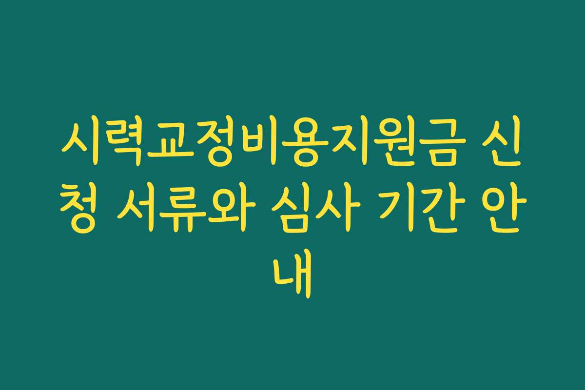 시력교정비용지원금 신청 서류와 심사 기간 안내