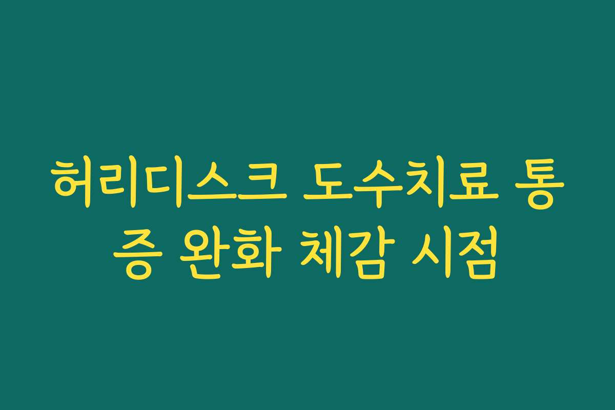 허리디스크 도수치료 통증 완화 체감 시점