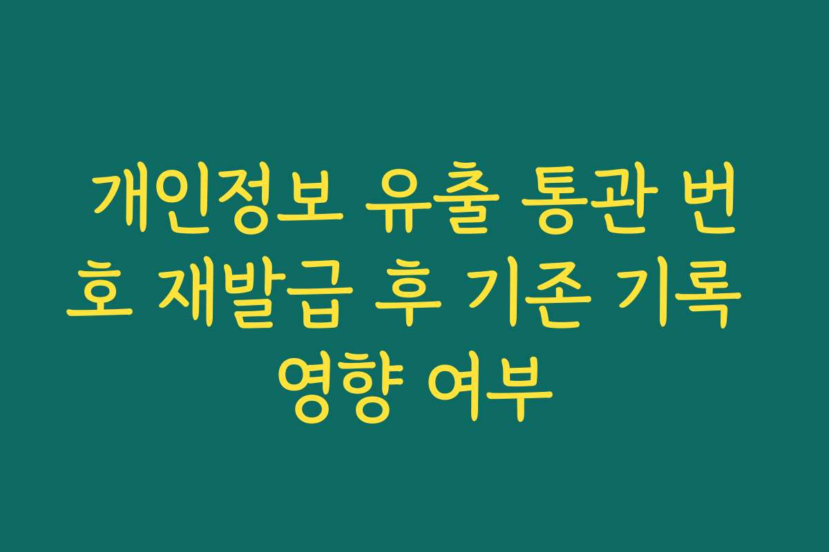 개인정보 유출 통관 번호 재발급 후 기존 기록 영향 여부