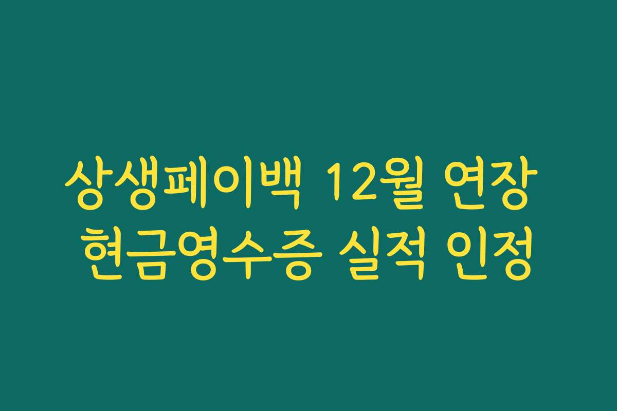 상생페이백 12월 연장 현금영수증 실적 인정