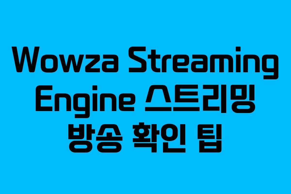 Wowza Streaming Engine 스트리밍 방송 확인 팁