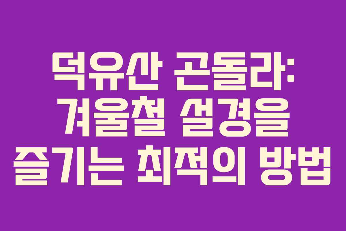 덕유산 곤돌라: 겨울철 설경을 즐기는 최적의 방법