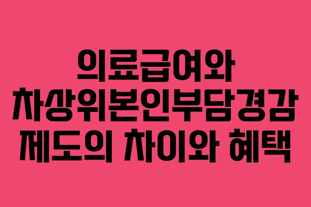 의료급여와 차상위본인부담경감 제도의 차이와 혜택