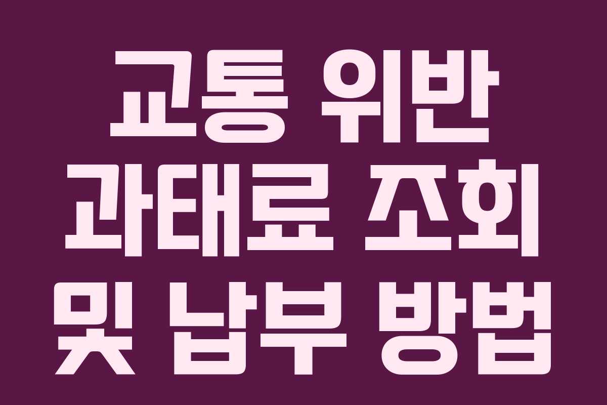 교통 위반 과태료 조회 및 납부 방법