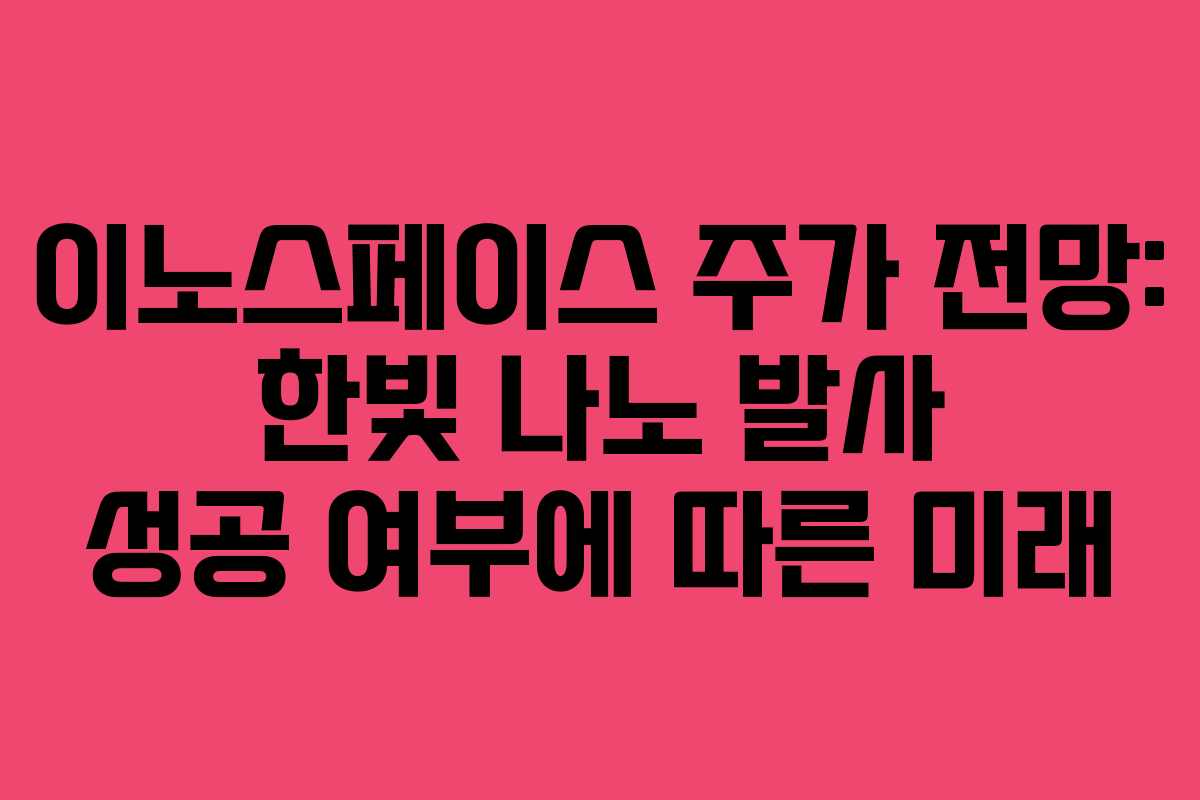 이노스페이스 주가 전망: 한빛 나노 발사 성공 여부에 따른 미래