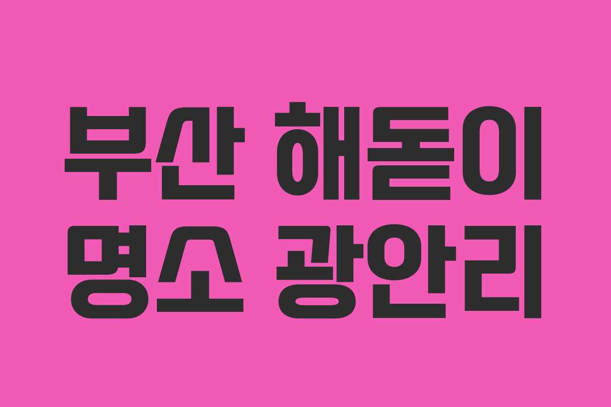 부산 해돋이 명소 광안리