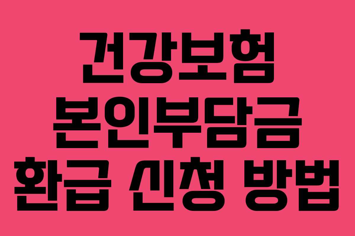 건강보험 본인부담금 환급 신청 방법