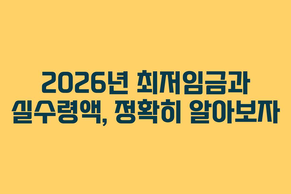 2026년 최저임금과 실수령액, 정확히 알아보자