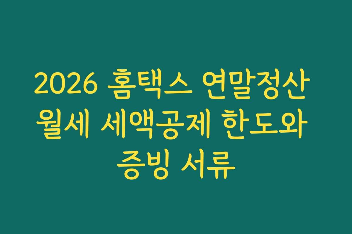 2026 홈택스 연말정산 월세 세액공제 한도와 증빙 서류