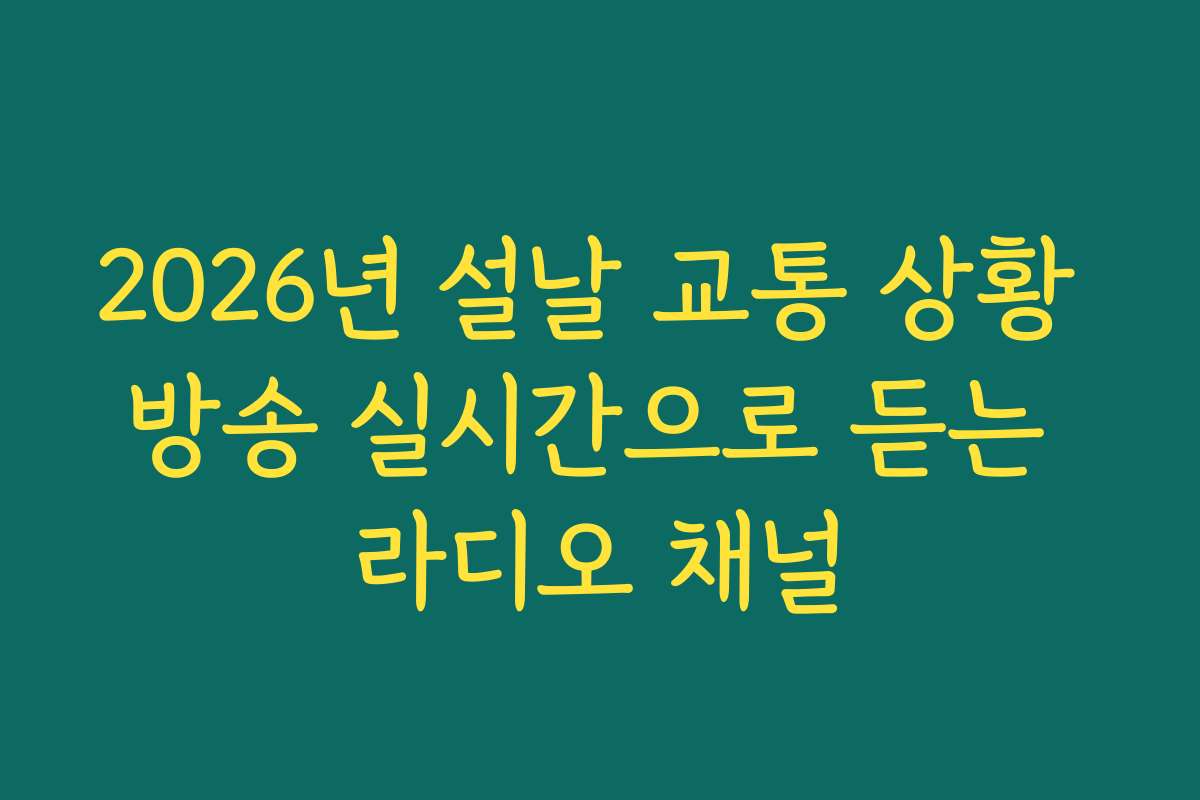 2026년 설날 교통 상황 방송 실시간으로 듣는 라디오 채널