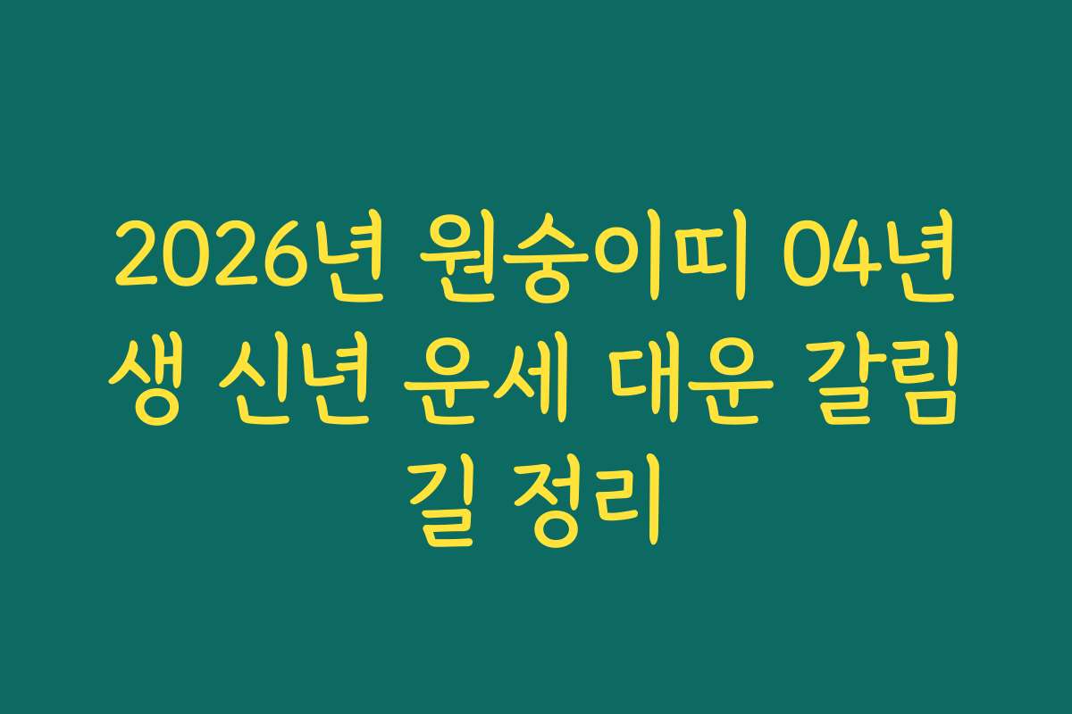 2026년 원숭이띠 04년생 신년 운세 대운 갈림길 정리