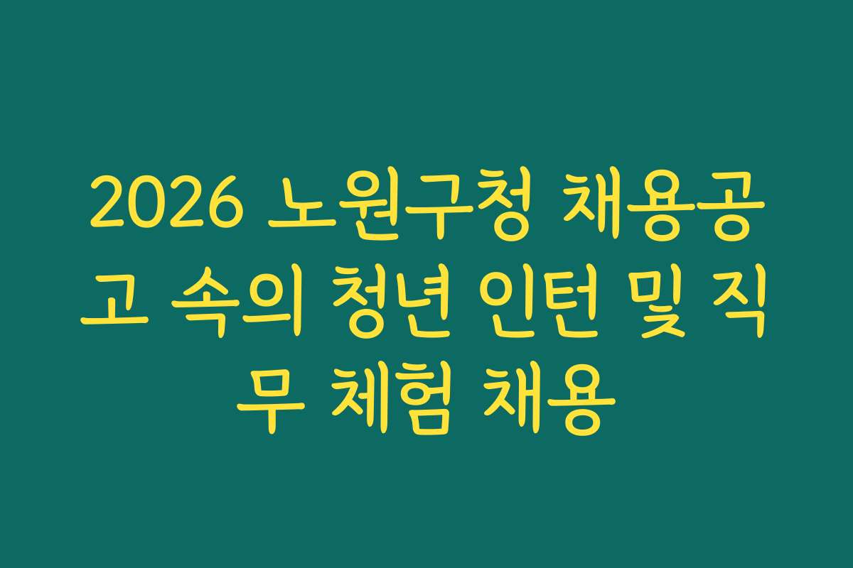 2026 노원구청 채용공고 속의 청년 인턴 및 직무 체험 채용