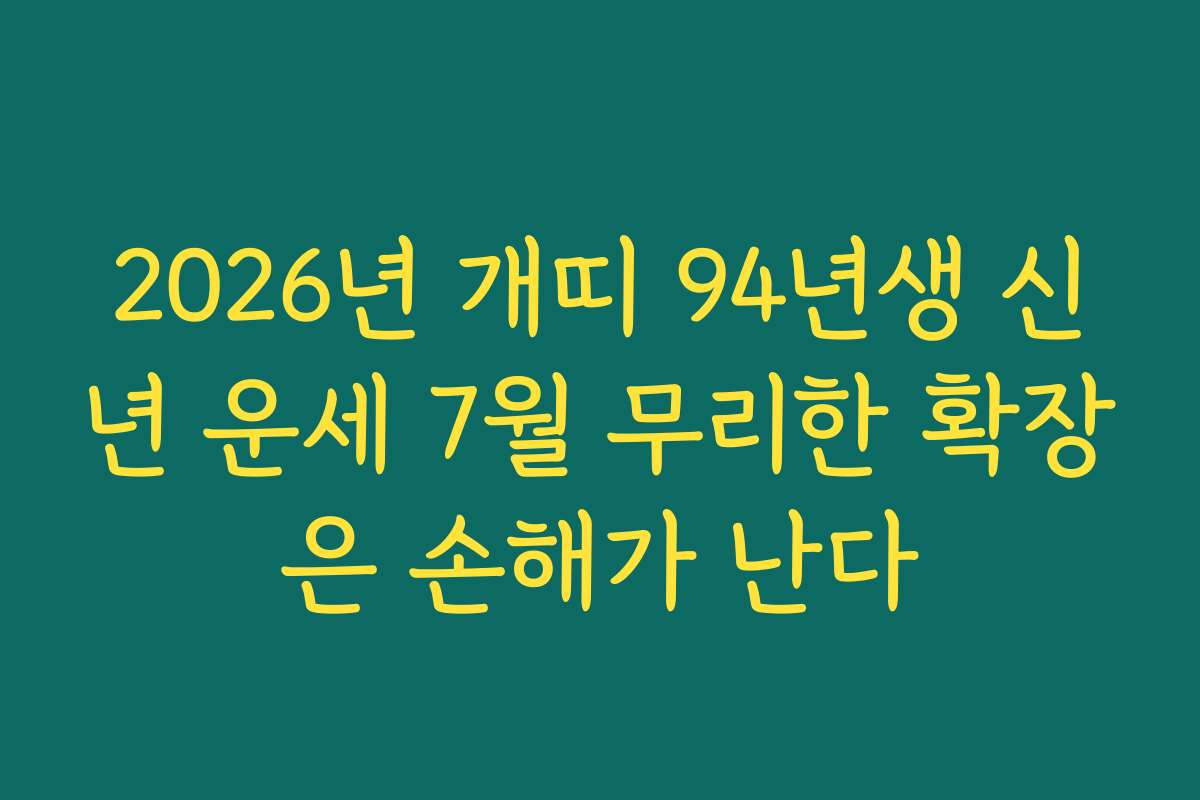 2026년 개띠 94년생 신년 운세 7월 무리한 확장은 손해가 난다
