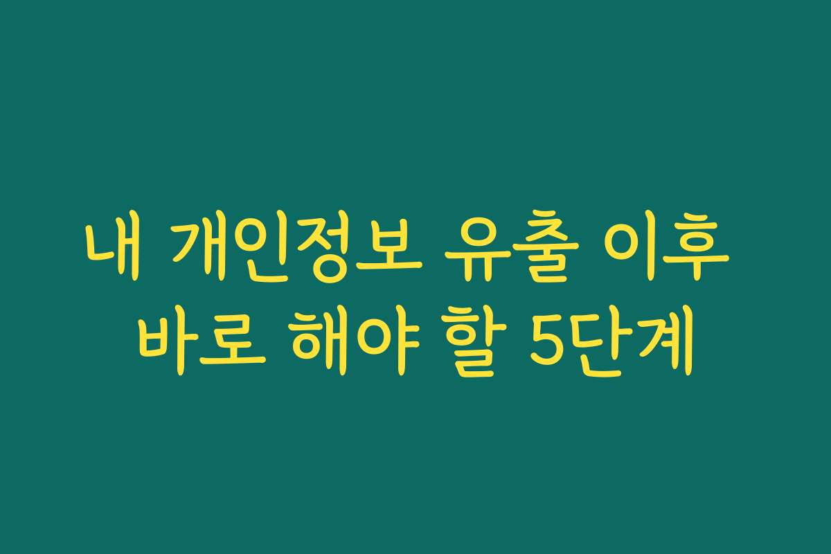 내 개인정보 유출 이후 바로 해야 할 5단계
